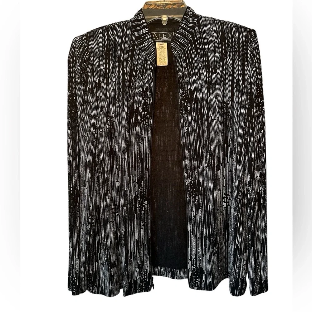 Alex Evenings - Light Weight Black With Silver Sparkle's Formal Zip up
